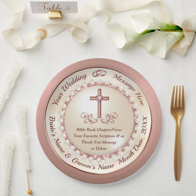 Christian Wedding Reception Ideas, Rose Gold Paper Plate (Wedding)