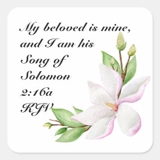 Christian Wedding Sticker - Watercolor Magnolias