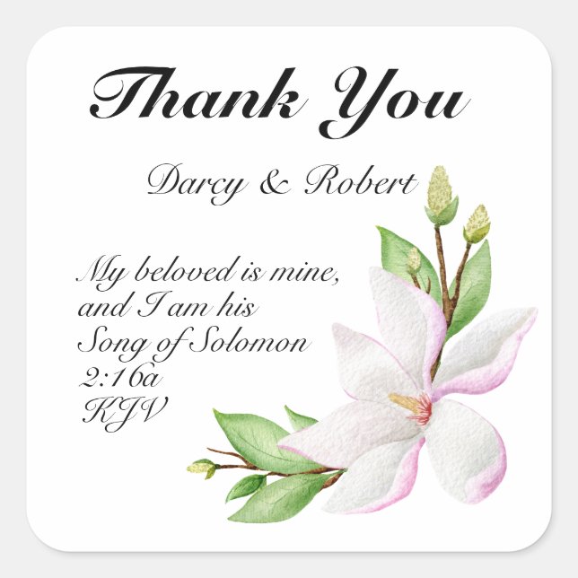 Christian Wedding Thank You Sticker  (Front)