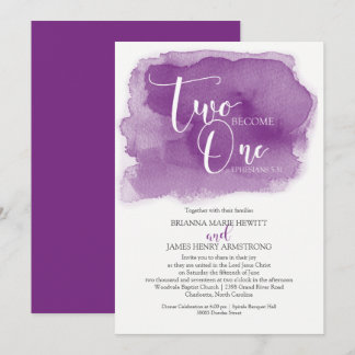 Christian Wedding Watercolor Purple Invitation