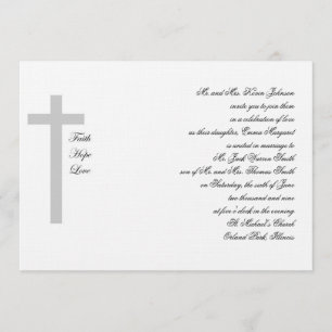 Christian Weddings Faith Hope Love Grey Cross Invitation