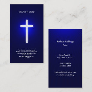 Christian White Cross   Dark Blue Business Card
