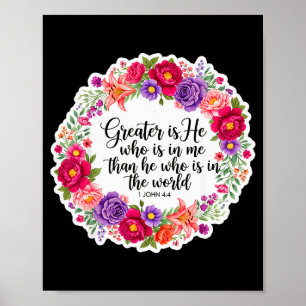 Christian Woman Bible Verse Jesus Greater Is He Wh Poster