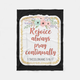 Christian Woman Bible Verse Rejoice Always Pray Co Fleece Blanket