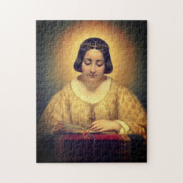 Christian woman reading bible mediaeval painting jigsaw puzzle (Vertical)