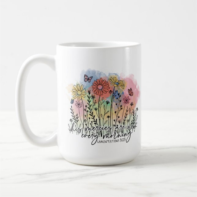Christian Womens Floral Mug with Bible Verse (Left)