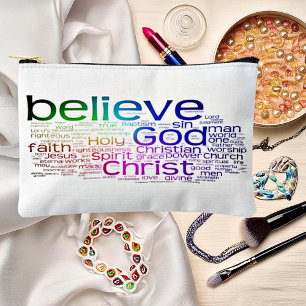 Christian word cloud accessory pouch