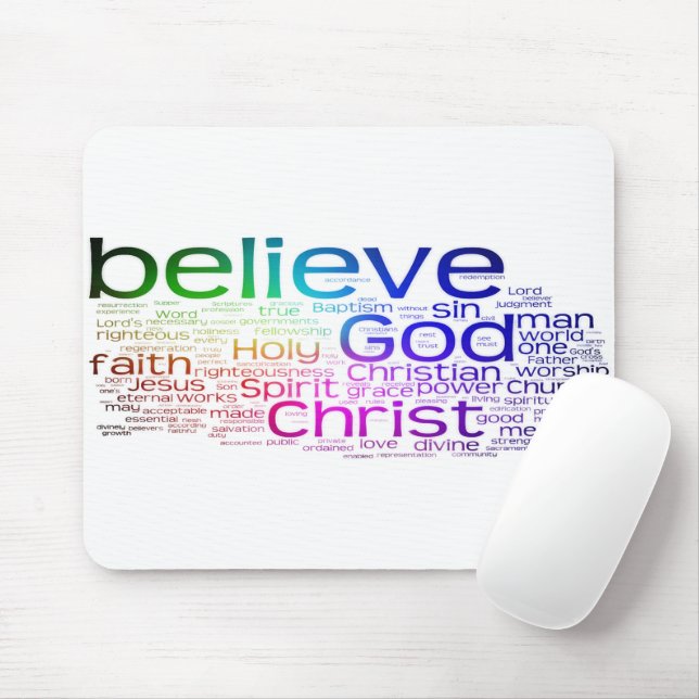 Christian word cloud mouse mat (With Mouse)
