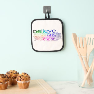 Christian word cloud pot holder