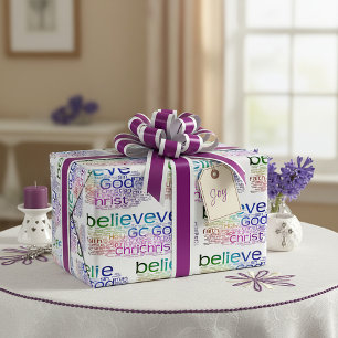 Christian word cloud wrapping paper
