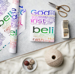 Christian word cloud wrapping paper