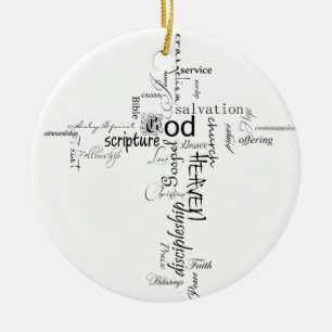 Christian words ceramic tree decoration