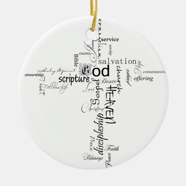 Christian words ceramic tree decoration (Front)