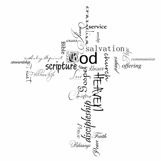 Christian words cross magnet photo sculpture magnet (Front)