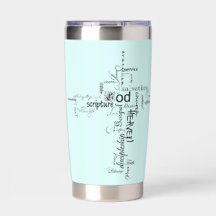 Christian words cross personalised insulated tumbler