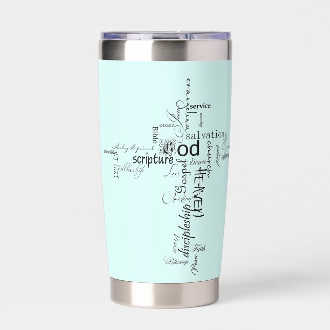 Christian words cross personalised insulated tumbler (Front)