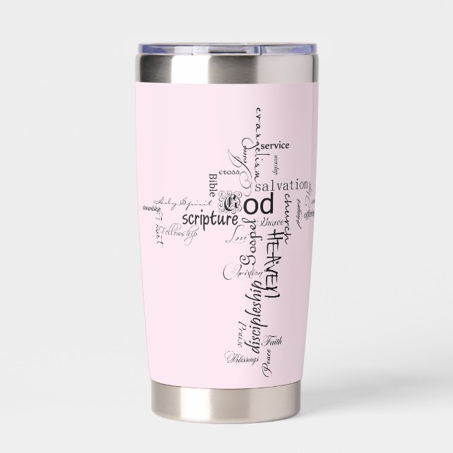 Christian words cross personalised insulated tumbler (Front)