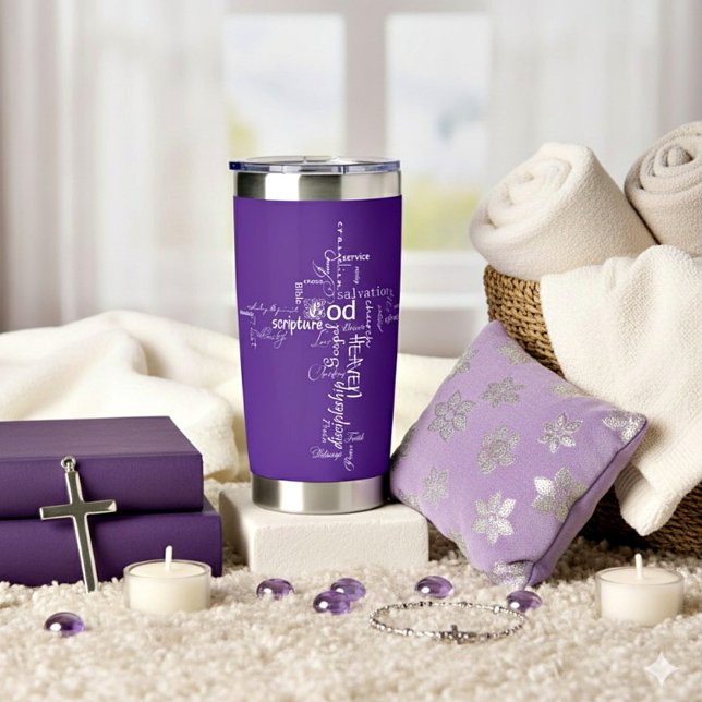 Christian words cross personalised insulated tumbler (Creator Uploaded)