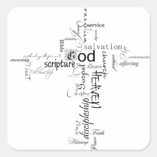 Christian words square sticker