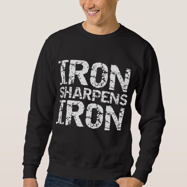 Christian Workout Discipleship Distressed Iron Sha Sweatshirt (Front)