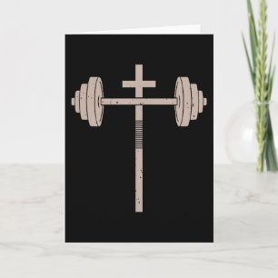 Christian Workout Dumbbell Cross Barbell Gym Jesus Card