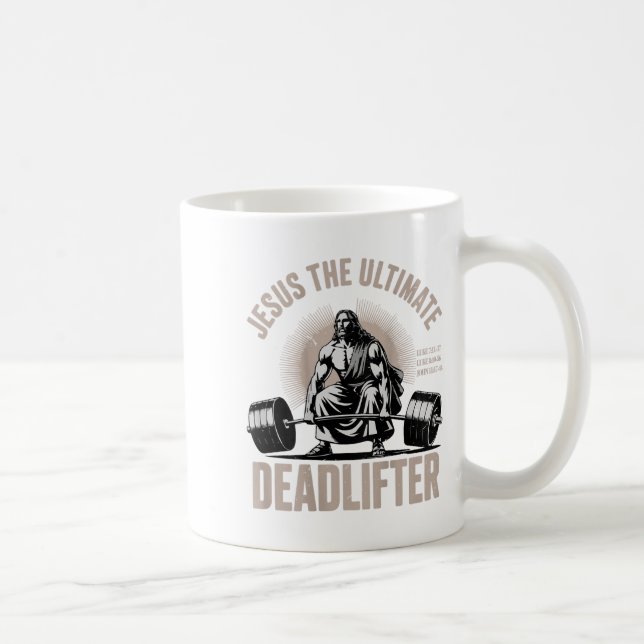 Christian Workout Gym Jesus The Deadlifter On Back Coffee Mug (Right)