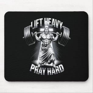 Christian Workout Lift Heavy Pray Hard Gym Bodybui Mouse Mat