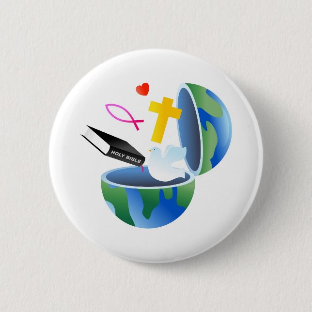 Christian World 6 Cm Round Badge (Front)