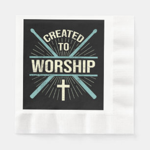 Christian Worship Band Created To Worship Drummer Napkin