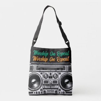 Christian Worship On Repeat Vintage Boom Box Faith Crossbody Bag