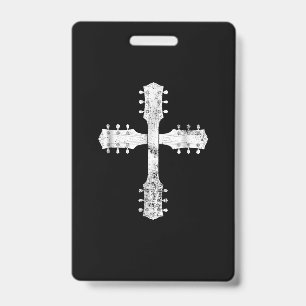 christian worship team guitar cross ID badge