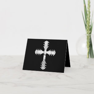 christian worship team guitar cross thank you card