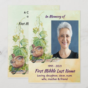 Christian Wren Bird Vineyard Celebration of Life Invitation