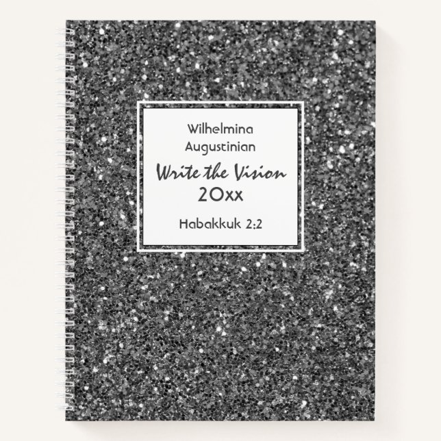 Christian WRITE THE VISION Customisable GRAY Notebook (Front)