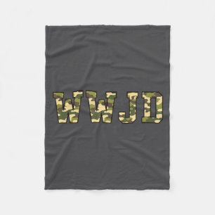 Christian Wwjd Camo Military Hunting Faith Fleece Blanket