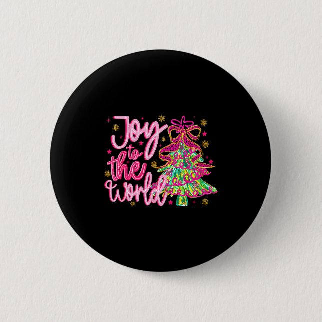 Christian Xmas Tree Holiday Christmas Joy To The W 6 Cm Round Badge (Front)