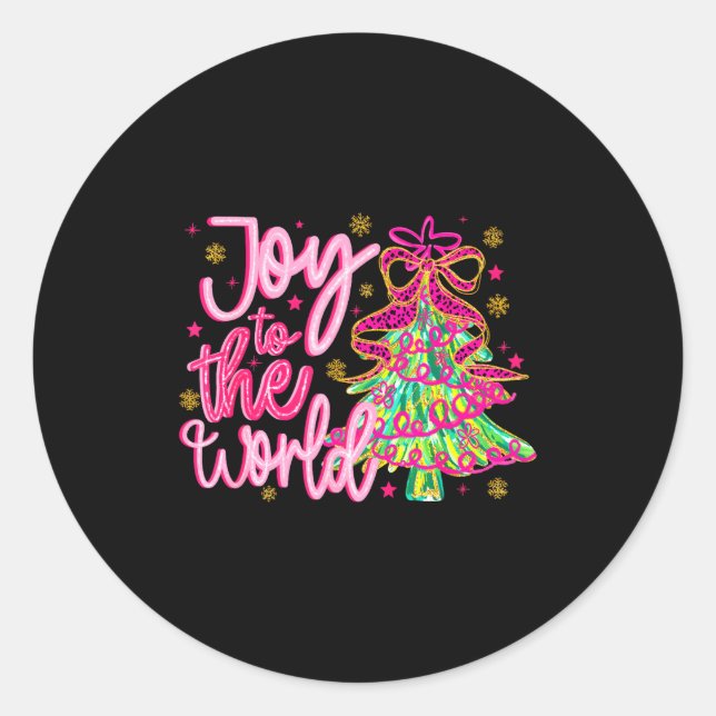 Christian Xmas Tree Holiday Christmas Joy To The W Classic Round Sticker (Front)