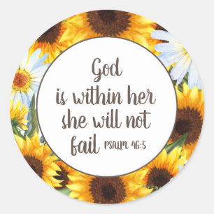Christian Yellow Sunflowers White Daisies    Classic Round Sticker