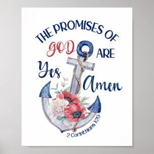 Christian Yes And Amen Bible  2 Corinthians 1:20 Poster