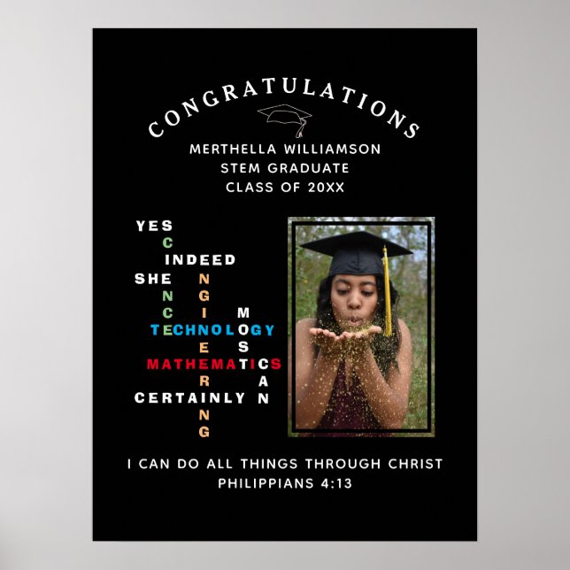 Christian YES SHE CAN Congrats STEM Graduate Poster (Front)