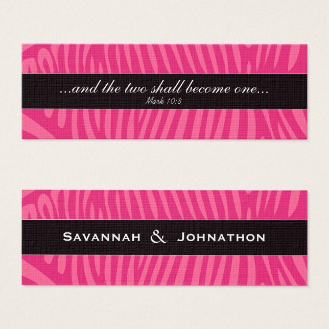 Christian Zebra Fuchsia and Pink Wedding Tag (Front & Back)