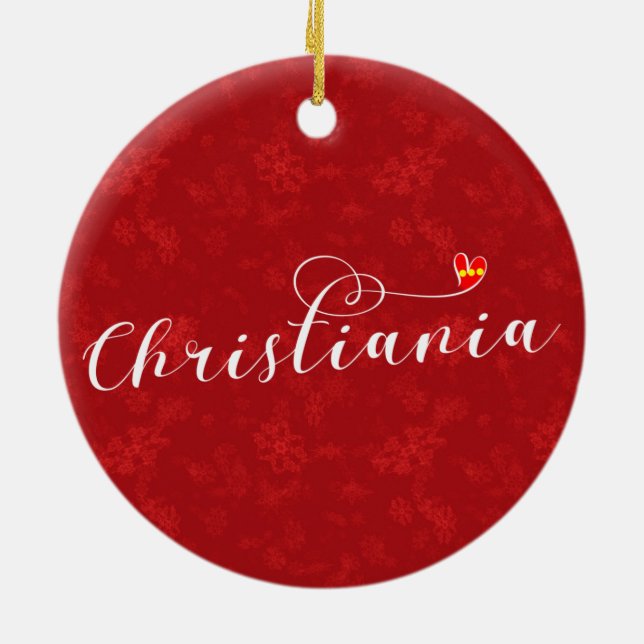 Christiania Flag Heart, Fristaden Christiania Ceramic Tree Decoration (Back)