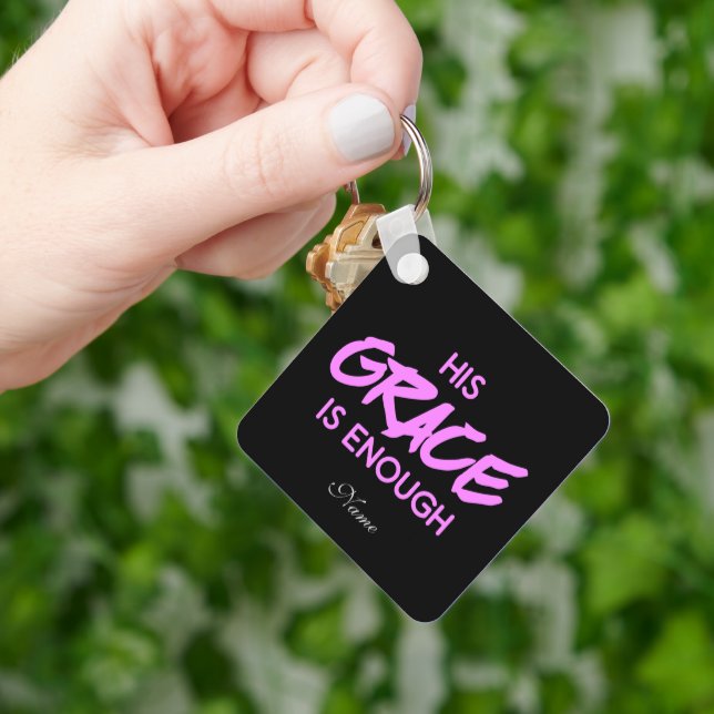 Christianity bible his grace is enough in pink key ring (Hand)