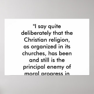 Christianity is the enemy of progress poster