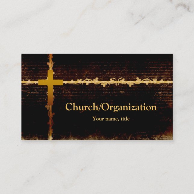 Christianity Pastor Golden Cross Dark Card (Front)