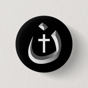 CHRISTIANITY SOLIDARITY - NAZARENE SYMBOL & CROSS 3 CM ROUND BADGE