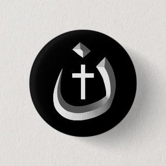 CHRISTIANITY SOLIDARITY - NAZARENE SYMBOL & CROSS 3 CM ROUND BADGE