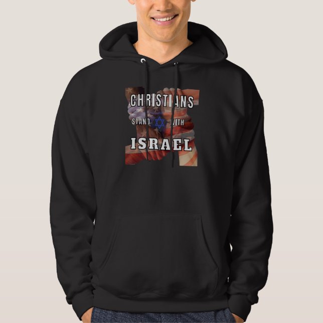 Christians Stand With Israel Amercan Flag Patrioti Hoodie (Front)