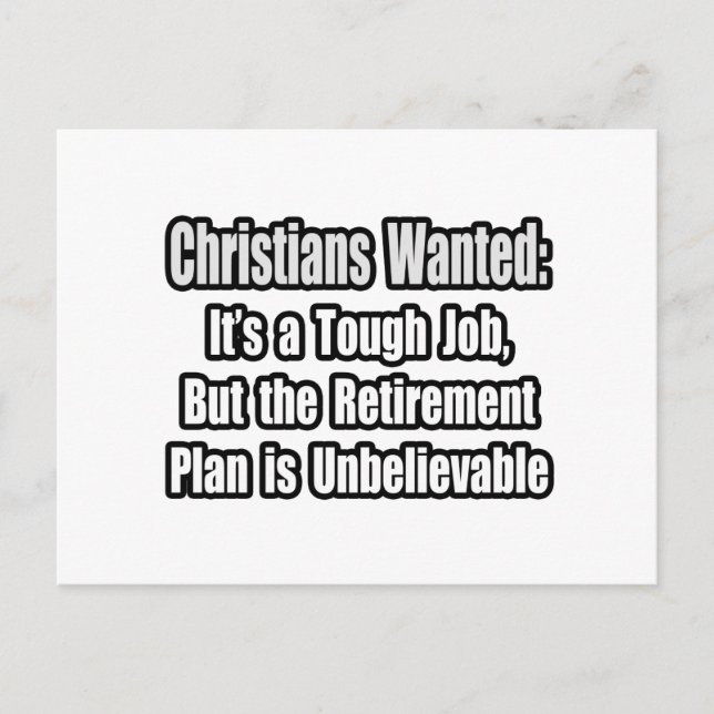 Christians Wanted... Postcard (Front)