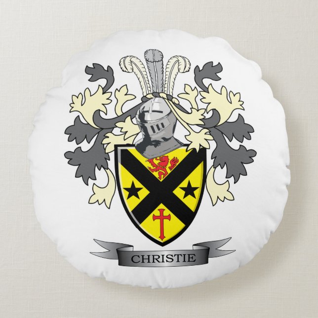 Christie Family Crest Coat of Arms Round Cushion (Front)